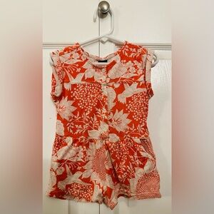 Baby Gap shorts one piece romper coral floral pattern